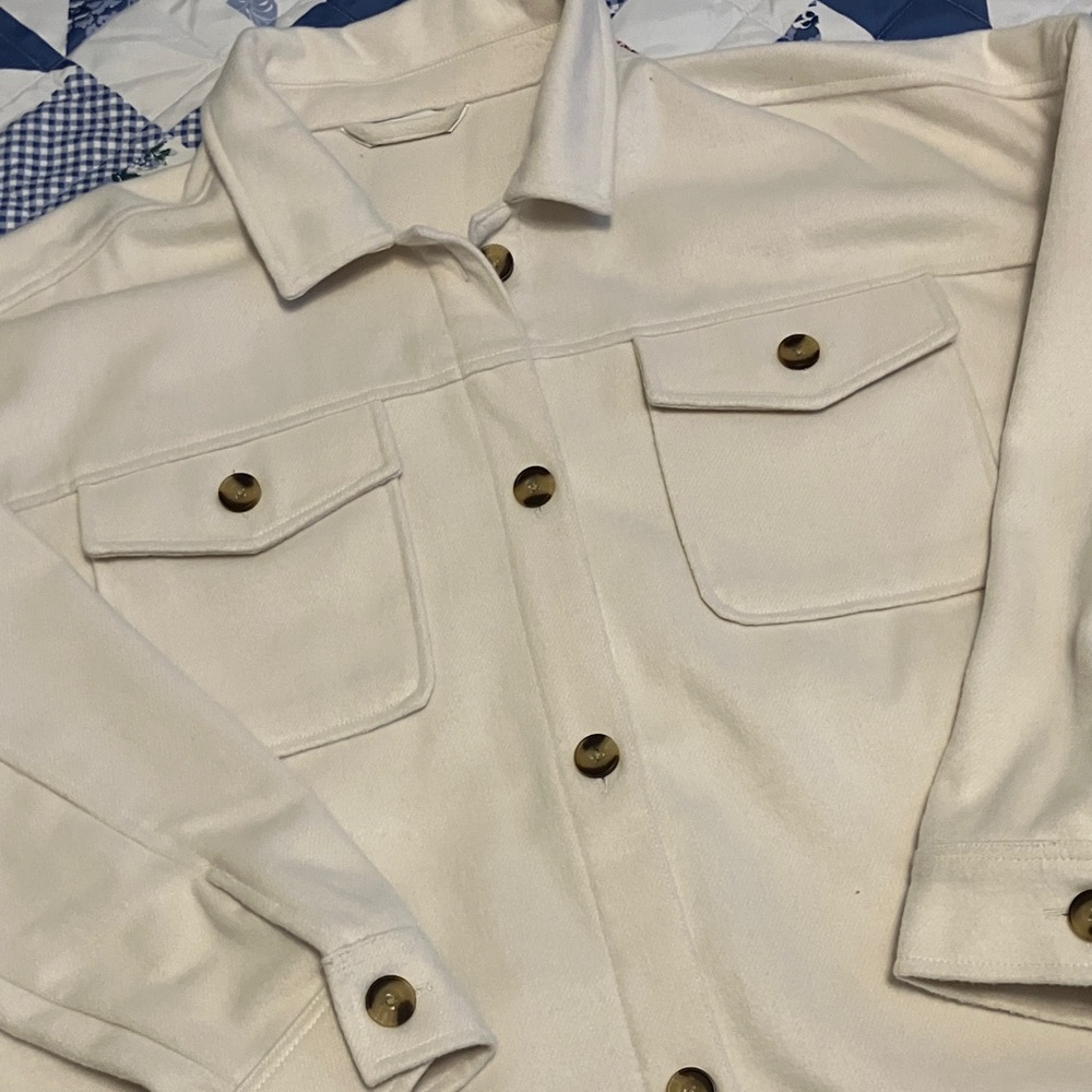 Women's Cream Utility Jacket with Button Details